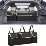 Car Trunk Organizer with Adjustable Straps, Collapsible Waterproof Cargo Storage Bag,