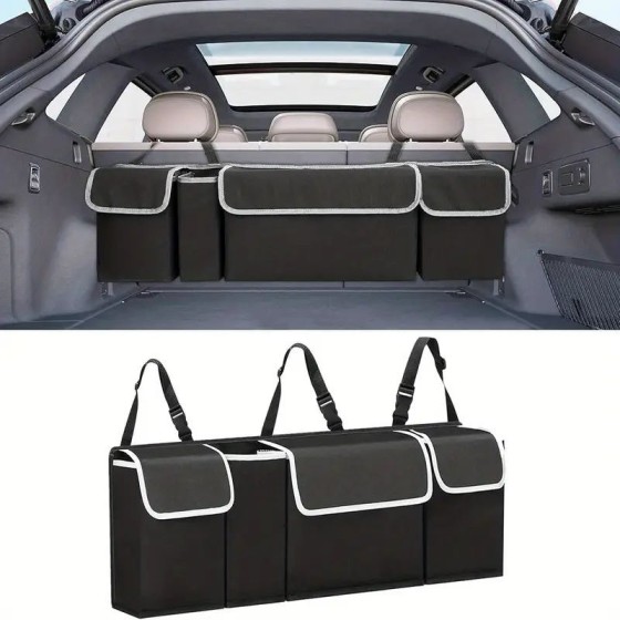 Car Trunk Organizer with Adjustable Straps, Collapsible Waterproof Cargo Storage Bag,