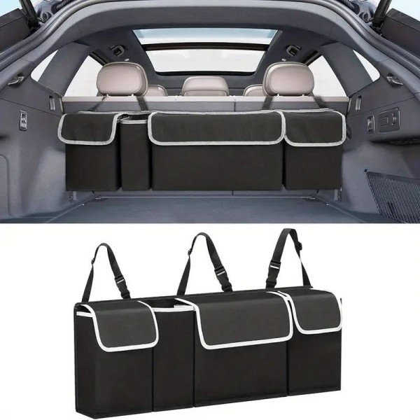 Car Trunk Organizer with Adjustable Straps, Collapsible Waterproof Cargo Storage Bag,