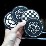 Diamond Camellia Car Cup Holder Pad Non-Slip Interior Mat