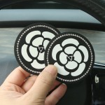 Diamond Camellia Car Cup Holder Pad Non-Slip Interior Mat
