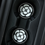 Diamond Camellia Car Cup Holder Pad Non-Slip Interior Mat
