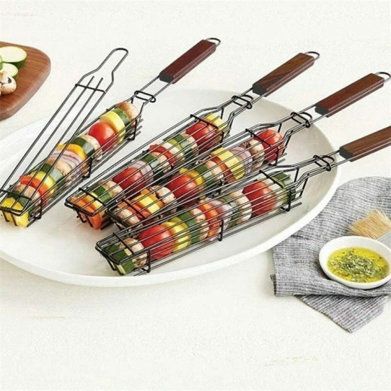 Portable Nonstick BBQ Grilling Basket for Camping and Picnics