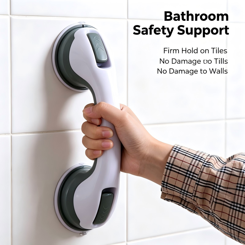 Punch-Free Suction Cup Bathroom Grab Bar for Kids & Elderly