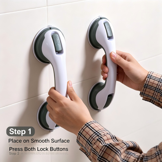Punch-Free Suction Cup Bathroom Grab Bar for Kids & Elderly