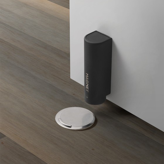 Magnetic Door Stopper, Nail-Free Adhesive Door Holder in Milk White or Black
