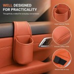 PU Leather Car Door Hanging Organizer with Cup Holder and Storage Pockets