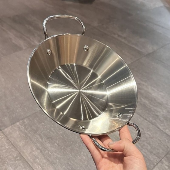 Double Handle Stainless Steel Saucepan Griddle Pan 22cm
