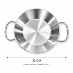 Double Handle Stainless Steel Saucepan Griddle Pan 22cm