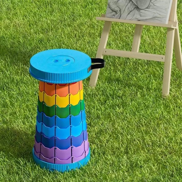 Sleek Rainbow Folding Stool Adjustable Height Made PP Material Portable Collapsible Camping Fishing Outdoor Fun