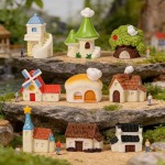 High Quality Mini Resin House Set Fairy Garden Terrarium Decor Miniature Houses Moss Landscape DIY Craft Projects