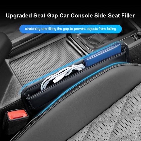 Universal Car Seat Gap Organizer PU Leather Auto Console Side Pocket Seat Crevice Storage Box Car Interior Accessory