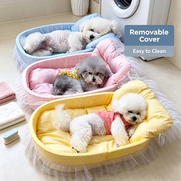 Premium Lovely Princess Style Pet Bed Four Seasons Universal Non-stick Cushion Sofa Mat Small Medium Cats Dogs Daily Suppli