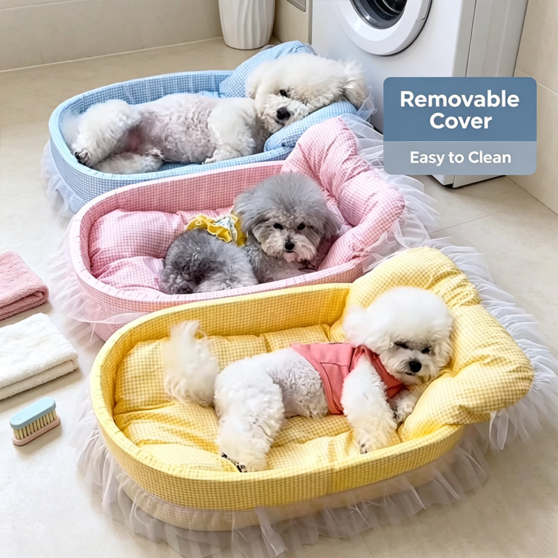 Premium Lovely Princess Style Pet Bed Four Seasons Universal Non-stick Cushion Sofa Mat Small Medium Cats Dogs Daily Suppli