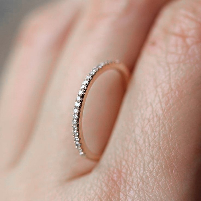 Dainty Love Promise Engagement Wedding Ring for Women, Micro Pave CZ Crystal Silver‑Tone Fashion Jewelry