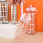 Washable Time Marker Water Bottle Straw Leak Proof Sport Fitness Drinking