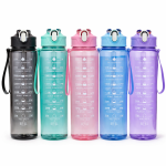 Washable Time Marker Water Bottle Straw Leak Proof Sport Fitness Drinking