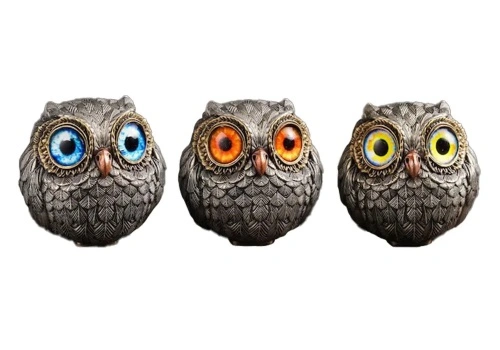 Cute Big‑Eye Metal Owl Figurine, Handmade Realistic Feather Owl Statue, Decorative Desktop Ornament for Home Decor